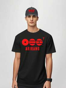 BTS 2026 Tour Spring/Summer  Black & White T-Shirt & Cowboy Hat Set, Korean Style Loose, Street Shopping, For Student Couples, Sun Shading & Sun Protection Handsome Matching - màu đen - Xem 4