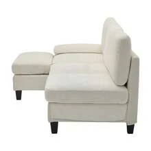 Large Sofa And Sofa 194*118*81 Cm, 3 Seater Sofa Ecksofa Für Wohnzimmer, Wohnung, Lounge Und Schlafzimmer – L-Förmiges Schlafsofa, Freizeitsofa, Beige, Leinen - 米色 - 查看 7