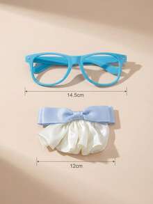 2 chiếc kẹp tóc nơ kiểu dáng giản dị mùa xuân/hè cho bé gái, khung gương tối giản. - Màu xanh lam - Xem 5