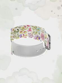 20/22mm Universal Retro Floral Pattern Watch Band Compatible With Samsung, Honor Smartwatches - Silicone Surface With Flower Pattern Compatible With Huawei GT2/GT3, Watch 3/Galaxy - Multicolor - View 2