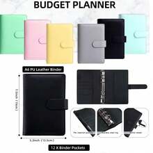 Budget Binder With Cash Envelopes, 12 A6 Zipper Pouches, Budget Planner Notebook For Managing Budget And Savings - Multicolor - View 3