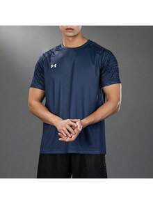 Under Armour Unisex Spring 2026 New Football Training Sports Running Fitness Breathable Short Sleeve T-Shirt 24500509-408 - Blue - View 3