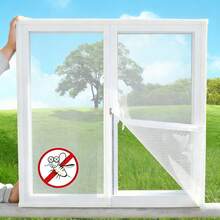 1 Tấm lưới chống muỗi cửa sổ, tự dính, có khóa kéo, tái sử dụng, lưới chống muỗi và ruồi mùa hè, dễ lắp đặt. - Trắng - Xem 1