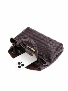 Ladies Fashion Weaving Pattern Handheld Bucket Bag, Brand Bag Elegant Ladies Handbag, Elegant Gift Bag, Luxury Ladies Handbag, Chic Ladies Crossbody Bag, Ladies Shoulder Bag, Suitable For Girls, College Students, Office Ladies, Middle-Aged Mothers For Daily Commuting, Shopping, Shopping, Office, Class, Party, Dating, Dinner Bag For Outdoor Play - Multicolor - View 3