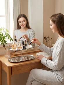 1个不锈钢椭圆形双层蛋糕架，家用下午茶甜点架，水果和小吃盘 - 彩色 - 查看 8