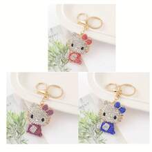 [Licensed]Sanrio Diamond-Encrusted Hello Kitty Keychain Backpack Decoration Car Beautiful Creative Pendant Lover's Gift Birthday Gift - A - 查看 2