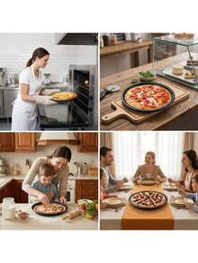 XIYIJIA 1个披萨烤盘，家用烘焙工具，圆形碳钢蛋糕模具，烤箱适用，多功能平底烤盘 - 查看 6
