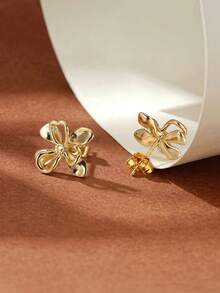 ORSA JEWELS 1 Paar 925er Sterlingsilber 14K vergoldete Blumen Ohrstecker, romantischer Stil Unisex Ohrschmuck, geeignet für Hochzeitsparty Bankett Geschenk, Weihnachts- und Geburtstagsgeschenk - Blume - Übersicht 3