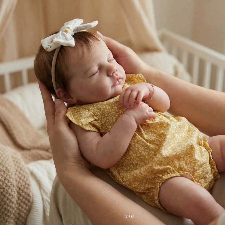 19inch Cuddly Reborn Baby Girl Doll Loulou Newborn Size Lifelike Soft Touch Multiple Layers Painting 3D Skin Gift For Womem - 黃色 - 查看 1