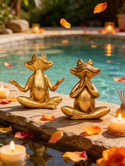 Tượng ếch yoga bằng nhựa chống thấm nước, tác phẩm điêu khắc ếch thiền định đáng yêu dành cho đài phun nước, bờ ao, bể cá và tiểu cảnh nước, tượng động vật Zen màu vàng cho nghệ thuật sân vườn ngoài trời, kệ trong nhà, bàn làm việc và trang trí phòng tắm, món quà tâm linh phong cách Bohemian dành cho những người yêu thích chánh niệm và làm vườn.