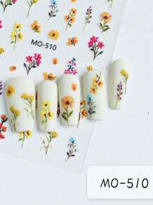 3/6pcs 5D Wild Flower Nail Stickers, Spring Floral Nail Art Decals, Cute Natural Design - Multicolor - View 9