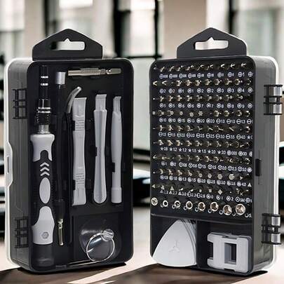 115-In-1 Universal Metal Screwdriver Set - Black & White Tools For Home Repair & Maintenance, Including Torx, And Flat Head Screws, Screwdriver Kit | Compact Design | Sturdy Construction