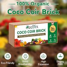 2 Pcs Coco Coir Brick For Plants- 100% Organic Coconut Coir For Garden Soil And Potting Mix Low EC And PH Balance Compressed Coconut Husk Fiber For Seed Starter Soil For Indoor Outdoor Plants - 2pcs - View 2