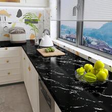 1 捲黑色大理石紋自黏壁紙,可撕貼、可移除防水防油乙烯基壁紙,適用於櫥櫃、廚房檯面、抽屜、裝飾貼紙,客廳、臥室、浴室牆面裝飾,居家裝飾 - 黑色 - 查看 8