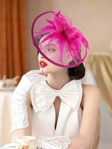 1Pc Fascinators Hats Women Fancy Tea Party Hats 2024 Elegant 1950s Derby Hats Hair Clip Bride Wedding Party - màu đen - Xem 2