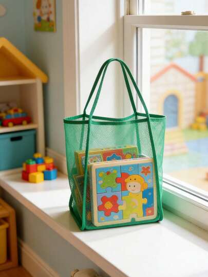 1 chiếc túi tote lưới rỗng dung tích lớn cho trẻ em, túi đi biển thoáng khí, thích hợp để đựng đồ chơi và đồ tắm cho bé.