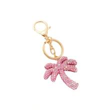 A Stylish And Minimalist Double-Sided Keychain Featuring A Leaf Design Adorned With Sparkling Rhinestones, Perfect For Car Keys Or As A Bag Charm - 綠色 - 查看 4