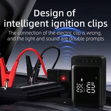 Portable Car Jump Starter With Air Compressor, 150PSI Wireless Tire Inflator With Auto Shut Off, Peak Current Battery Booster Power Bank, Emergency LED Light And USB Charging, Reliable Truck And Car Roadside Rescue Gear, Ideal Gift For Men/Families, Travel Essential, Desert Camping Necessity, Long-Distance Trip Must-Have, Thoughtful Gift For Dad/Husband - Black - View 8