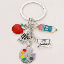 1pc Unisex Creative Paintbrush Palette Apple Keychain Pendant, Teacher's Day & Graduation Gift, Backpack Accessory - Multicolor - View 2