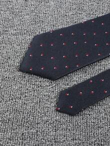 1 chiếc cà vạt nam màu xanh hải quân dệt jacquard - màu đen - Xem 2