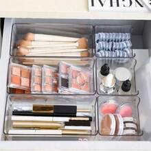 1/7件套透明多功能抽屉收纳盒套装 - 适用于浴室、梳妆台、化妆品收纳、卧室、厨房、办公室等场所 - 彩色 - 查看 4