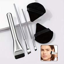 Bộ cọ trang điểm gồm 1 cọ tán kem nền siêu mỏng, 2 cọ kẻ mắt và lông mày mảnh, 2 bông mút trang điểm hình tam giác, cọ lông nylon, không mùi, phù hợp với mọi loại da, cán bằng nhựa ABS. - Nhiều màu - Xem 2