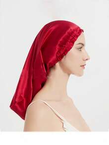 1 pezzo Cuffia da notte a tinta unita, cuffia per la cura dei capelli in raso, cuffia da notte a coda lunga di colore scuro, fascia elastica per capelli, adatta per estate, spiaggia, cappello - Multicolore - Visualizzare 10
