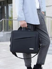 1 chiếc túi nam thời trang đa năng dung tích lớn, cặp xách công sở đựng laptop, chiều rộng 40cm/15.6in, chiều cao 30cm/11.7in, độ dày 7cm/2.73in - màu đen - Xem 7