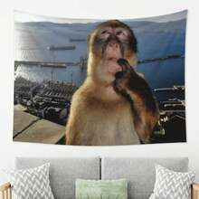 Tapestry Featuring A Thinking Monkey, Made Of Modern Polyester For Wall Decoration 2D Flat Tapestry, Local Printed Textile Wall Decor Garden Flag, Polyester Decorative Wall Hanging, Room Banner, Wall Banner, For College Dorm Decor, Outdoors, Parties, Festival Gifts Birthday Graduation Room Decor Home Decor Wall Decor Bedroom Decor Wall Art Poster Home Decor Living Room Tapestry For Room Wall Tapestry Room Decoration Stuff Gifts Suitable For Party Daily Anniversary Party Valentine's Day Wedding Anniversary Easter Mother's Day Graduation Father's Day Birthdays Anniversaries Thanksgiving, Christmas, Halloween, New Year's, Tea Room, Bedroom, Living Room, Indoor Home, Outdoor Flag Wall Tapestry - 彩色 - 查看 4