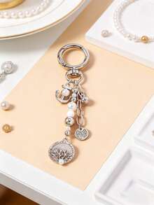 1pc Star & Starfish Keychain, Tree Of Life Round Keyring, Girl Bag Charm - Multicolor - View 5