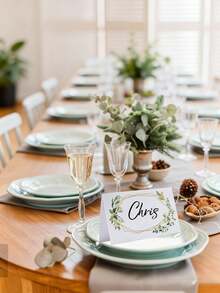 50pcs/10pcs Green Leaf & Gold Frame Place Cards - Green Leaf & Gold Frame Design (Blank) Seating Cards, Suitable For Mother's Day, Weddings, Graduation Season, Themed Parties, Birthday Parties, Anniversaries, And Bachelor/Bachelorette Parties. - One Size Fits All - View 4
