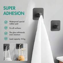 OBOVAY Bộ 6 giá treo khăn tự dính gồm 3 móc treo khăn và 1 giá đựng giấy vệ sinh, thanh treo khăn gắn tường bằng thép không gỉ, móc treo tường tự dính, phụ kiện phòng tắm. - Nhiều màu - Xem 4