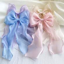 1/2pcs Organza Bow Hair Clips, Sweet Hair Accessories, Solid Color Bow Hair Clips, Suitable For Women, Girls And Students,Summer,Holiday,Travel - Multicolor - View 9