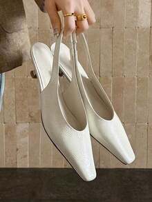 2025 Spring French Elegant Lady Style Low Heel Closed Toe Sandals For Women - White - View 2