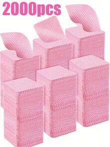 2000/1000/200 miếng khăn lau móng tay - Miếng tẩy sơn móng tay chuyên nghiệp không xơ, khăn lau gel UV, dụng cụ làm sạch trước và sau khi làm móng (Màu hồng) - Hồng - Xem 8