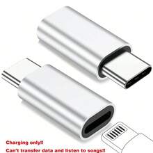 Bộ 2 cáp chuyển đổi Lightning cái sang USB-C đực, tương thích với iPhone 17/16/15 Pro Max Plus, cáp sạc (chỉ dùng để sạc, không dùng để truyền dữ liệu/âm thanh) - Nhiều màu - Xem 11