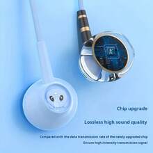 Wired Earphones, Semi-In-Ear Design, Compatible With Smartphones And Computers, Suitable For Gaming, Live Streaming And Karaoke, Built-In Remote Control And Microphone, HD Call, Hi-Fi Bass Sound Quality, Suitable For Sports Like Running And Skipping, Fashionable Appearance, Universal 3.5mm And Type-C Interface, Suitable As High-End Gift For Friends, Cool Gaming Earphone Gift - Blue - View 3