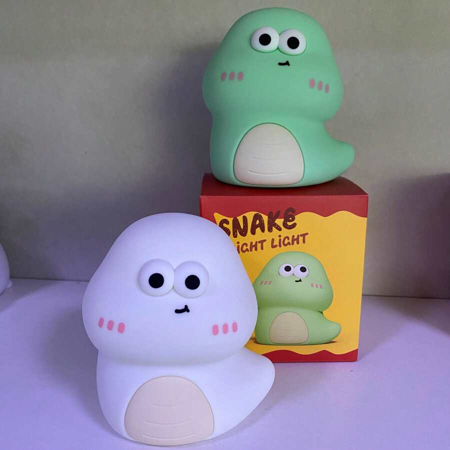 可爱蛇形硅胶夜灯，USB充电，触摸控制，LED床头灯 - 七彩 - 查看 1