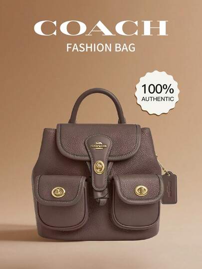 Coach Hadley 23 Medium Simple Vegan Leather Flap 3 Way Convertible Backpack For Women Classic Vintage Faux Leather Fashion Daypack