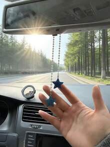 闪亮五角星吊坠可爱仿珍珠串珠汽车后视镜装饰品精致节日派对首饰母亲节礼物。 - 五角星掛飾 - 查看 10