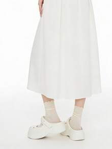 1双白色罗纹短袜，荷叶边装饰，高弹柔软透气，甜美少女洛丽塔风格，适合日常休闲约会洛丽塔穿搭。 - 彩色 - 查看 5