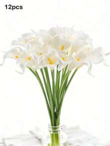 12pcs/6pcs/1pc White Artificial Calla Lily Flowers, 40cm Length, PU Material, Artificial Calla Lily Bouquet, Suitable For Home Wedding Decor, Indoor/Outdoor Decor, Garden Decor, Party Decor, Boho Style Decor, Holiday Party Decor, Mother's Day Birthday Celebration, Daily Gift - White - View 10