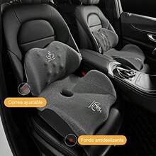 Cojín de Espalda y de Silla Kit de Cojines de Espuma de Memoria Elástico para Asiento Respaldo Almohada Ergonómica para Oficina Coche Camión Masaje Aliviar Dolor de Espalda Tailbone Ciática - Gris - Ver 5