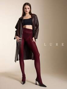 MOIRÉALLURE 1雙女款純色時尚緊身褲，適合日常搭配與夜店風格 - 酒紅色 - 查看 8