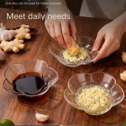 Bộ 5 đĩa ăn tối/3 đĩa/1 đĩa, đĩa xay thực phẩm hình xoắn ốc, đĩa bào tỏi và gừng, đĩa chấm nước sốt thủy tinh 5 cánh, đĩa đựng giấm, đĩa chấm gia vị lẩu và nướng BBQ, bát hoa văn, khay đựng nhẫn hình vòng hoa thủy tinh trang trí, phụ kiện du lịch, đồ trang trí nhà cửa, đồ trang trí tiệc.