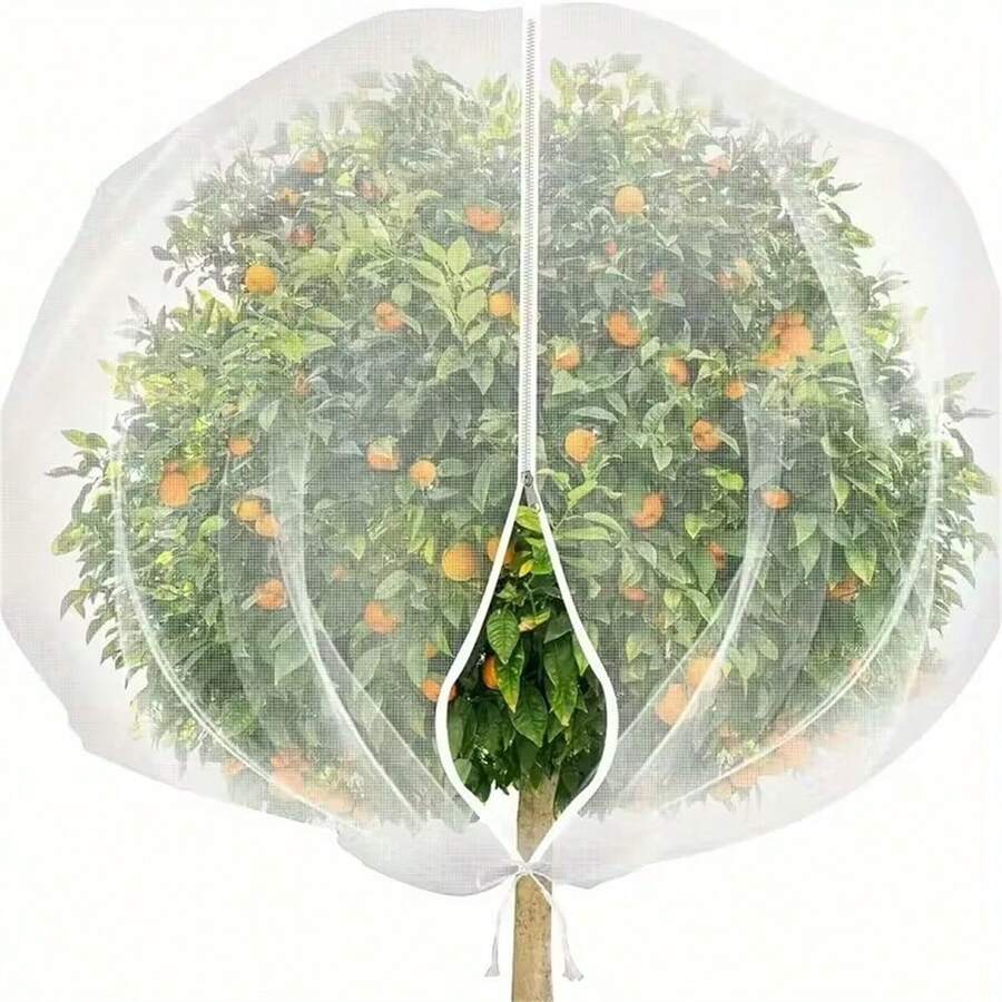 果树防护网袋，适用于保护苹果树和蓝莓灌木免受鸟类、害虫和鹿的侵害，蝉罩带拉链和抽绳