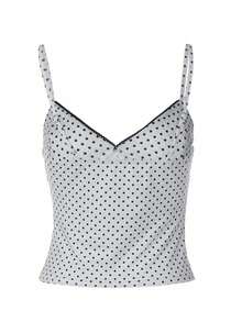 女士波点吊带背心，性感时尚，休闲街头风或夜店装扮皆宜，白色夏季款 - 白色 - 查看 1