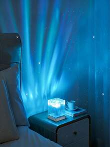 16 Color Water Wave Projection Night Light, Glowing Cube Crystal Lamp With Touch/Remote Control, USB Wave Projector Night Light, Creating Dreamy Wave Lamp Effect, Valentine's Day Decor, Room Decor, Bedroom, Gift - Colored Light - View 4