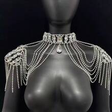 1pc Women's Luxurious Crystal Tassel Shoulder Chain, Suitable For Wedding Bride Off-Shoulder Dress, Crystal Glass Accessory - Tassel Shoulder Chain - View 1