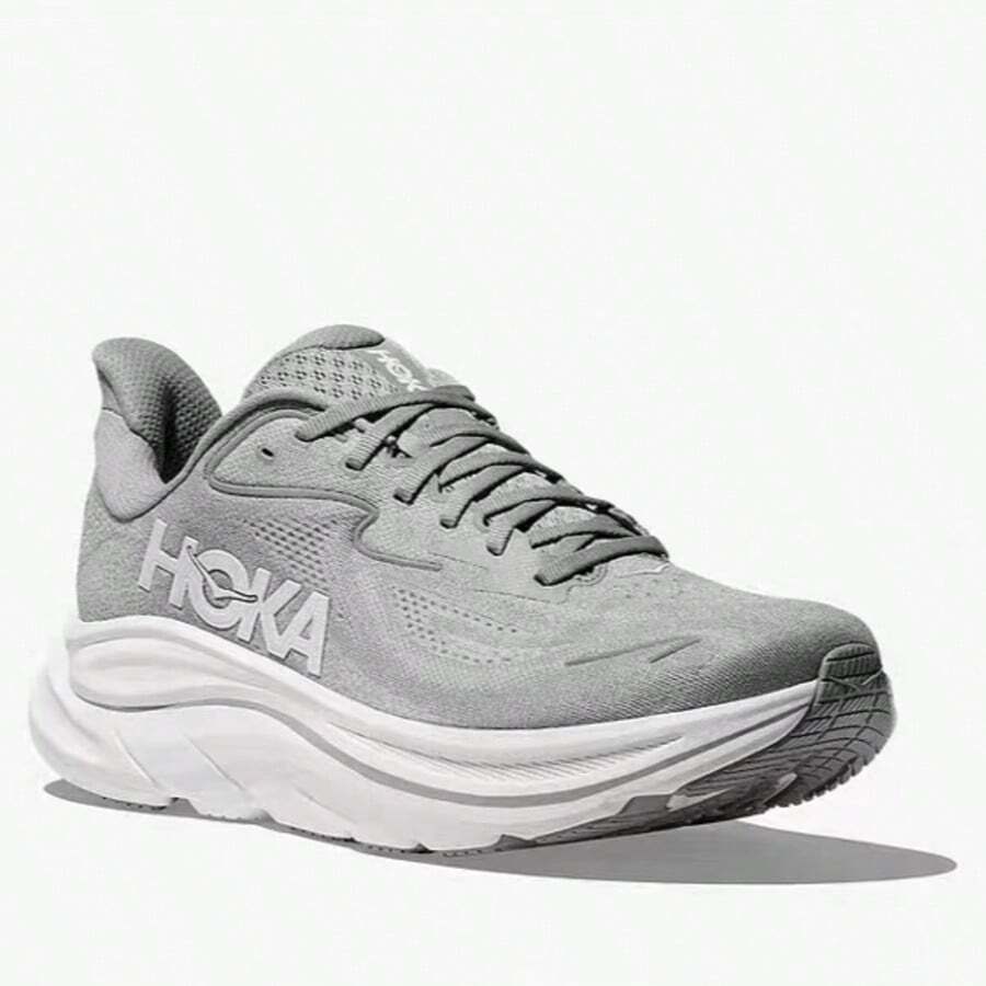 1 双 Hoka One One CLIFTON 10 基础款针织户外鞋,四季皆宜 - 灰色 - 查看 1